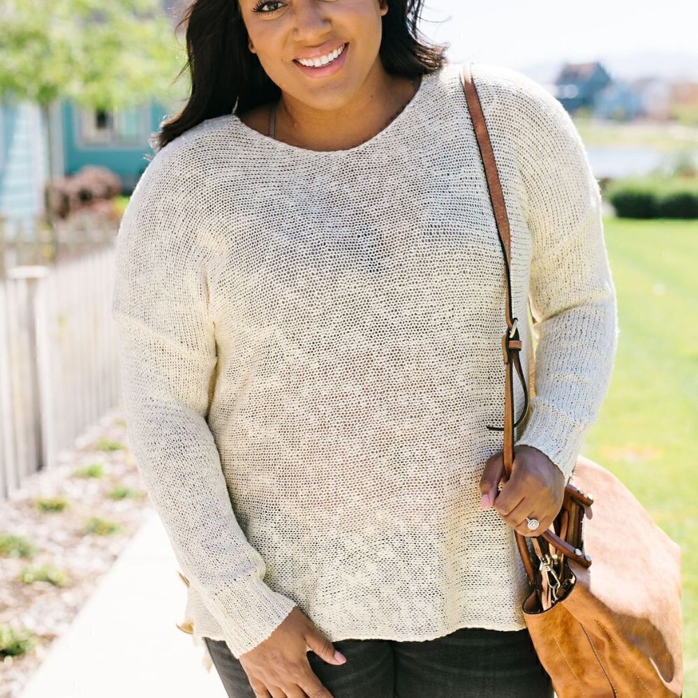 Ces Femme Cream Sheer Sweater w/ Sequin Details - Picture 6 of 6